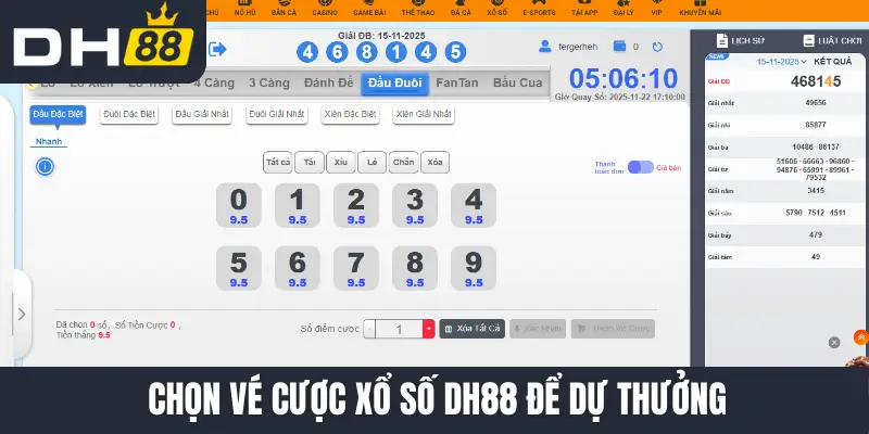 Chọn vé cược xổ số DH88 để dự thưởng
